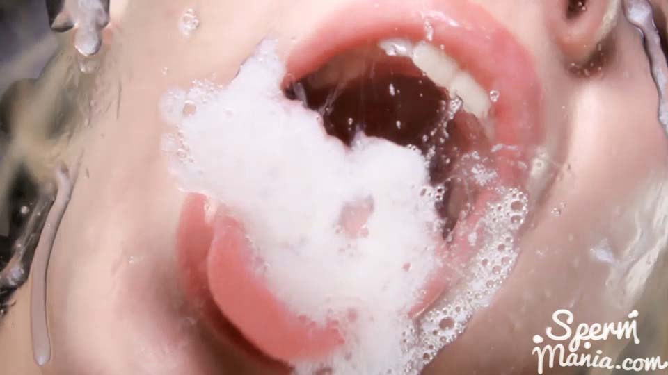 Kira Thorn Kisses You with Her Cum Covered Lips, an uncensored Facial Fetish video from SpermMania.