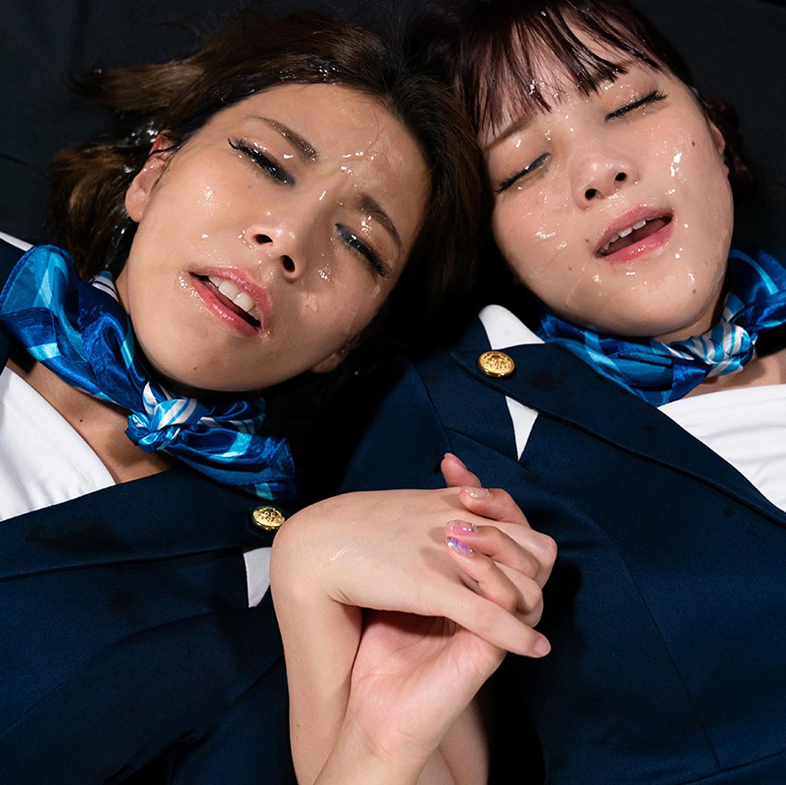 Aya Komatsu & Saki Kawanami's Sticky Bukkake Facial. Cum Fetish in cosplay for SpermMania. Japanese girls covered in cumshots.